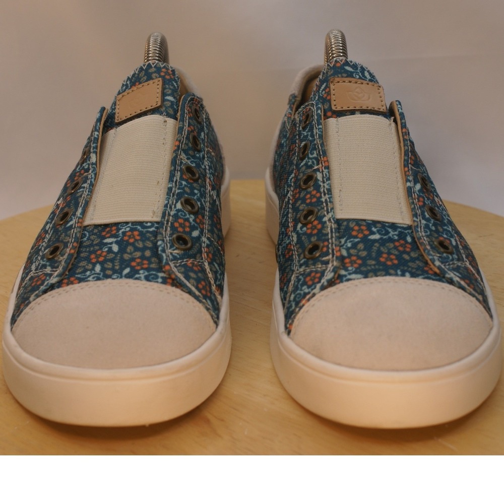 Spenco Womens Floral Slip On Sneakers Blue Orange Laceless Low Top Shoes Size 8B - Picture 4 of 11